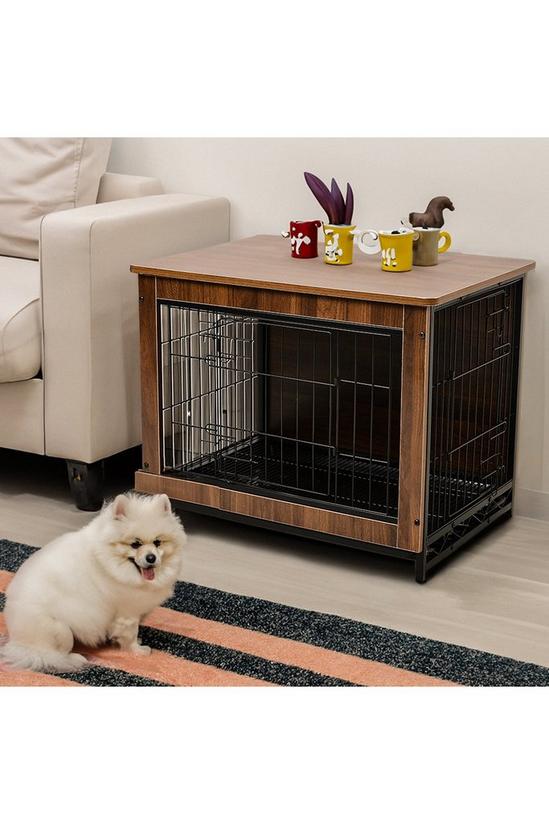 Living and Home Brown Wooden Wire Dog Crate Pet Cage 2