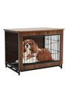 Living and Home Brown Wooden Wire Dog Crate Pet Cage thumbnail 3