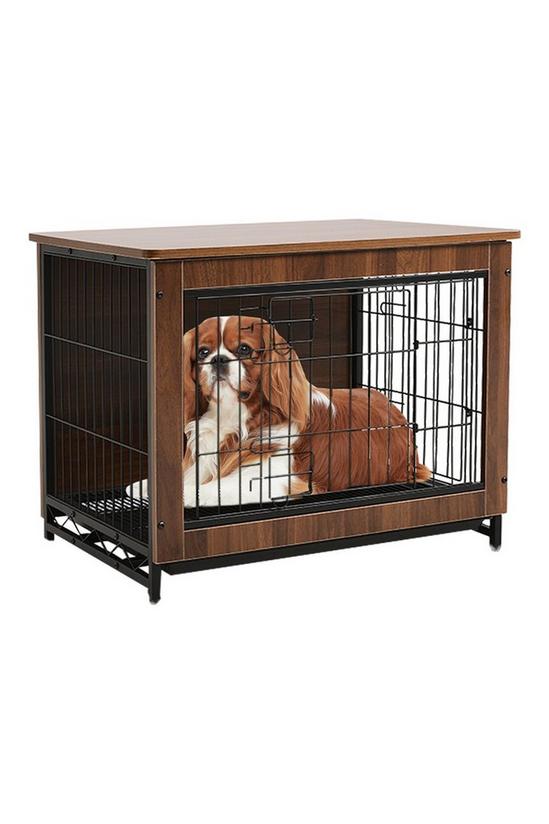 Living and Home Brown Wooden Wire Dog Crate Pet Cage 3