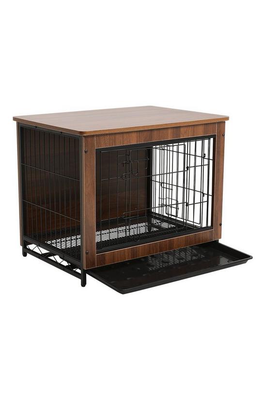 Living and Home Brown Wooden Wire Dog Crate Pet Cage 4