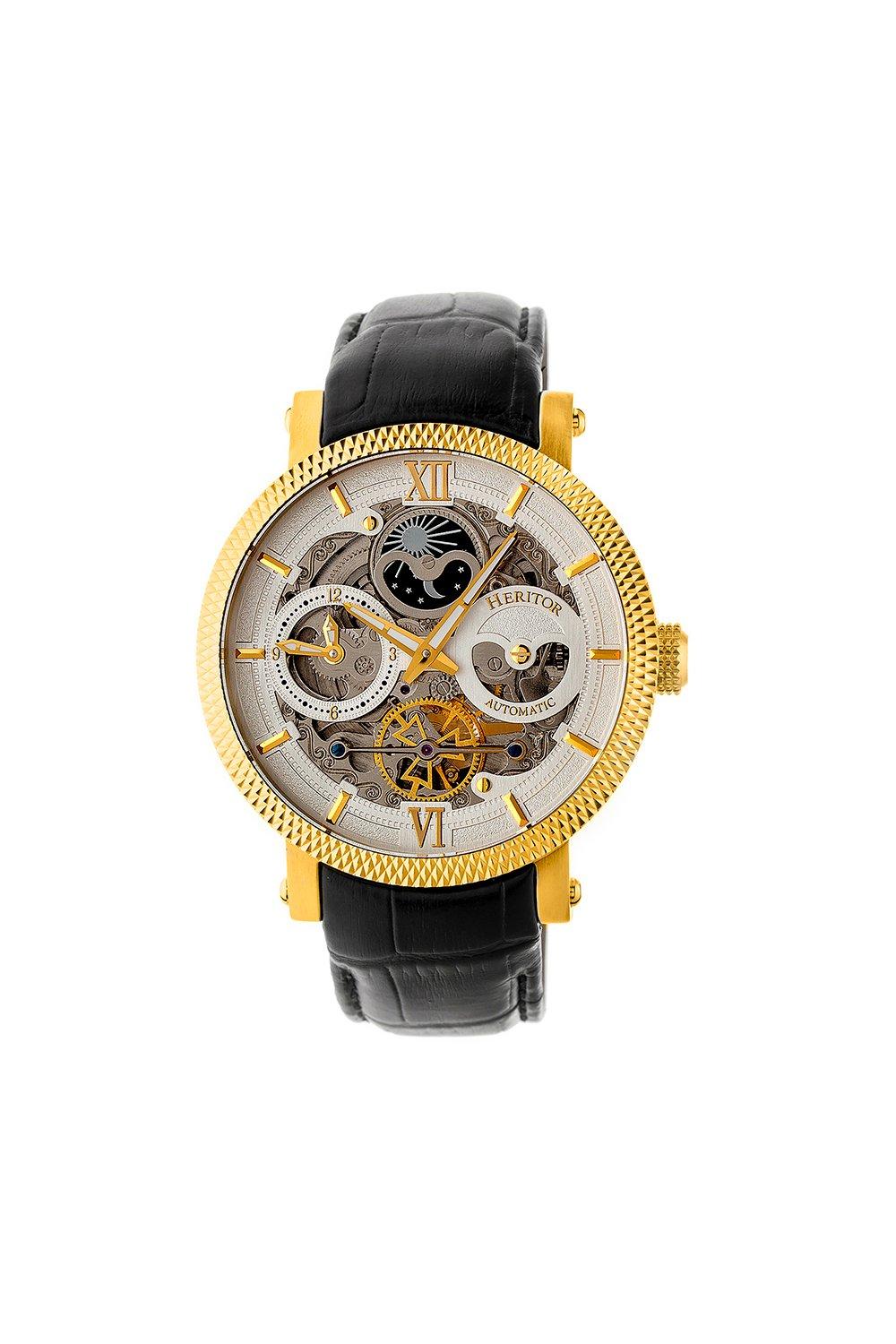 Aries Skeleton Leather-Band Watch