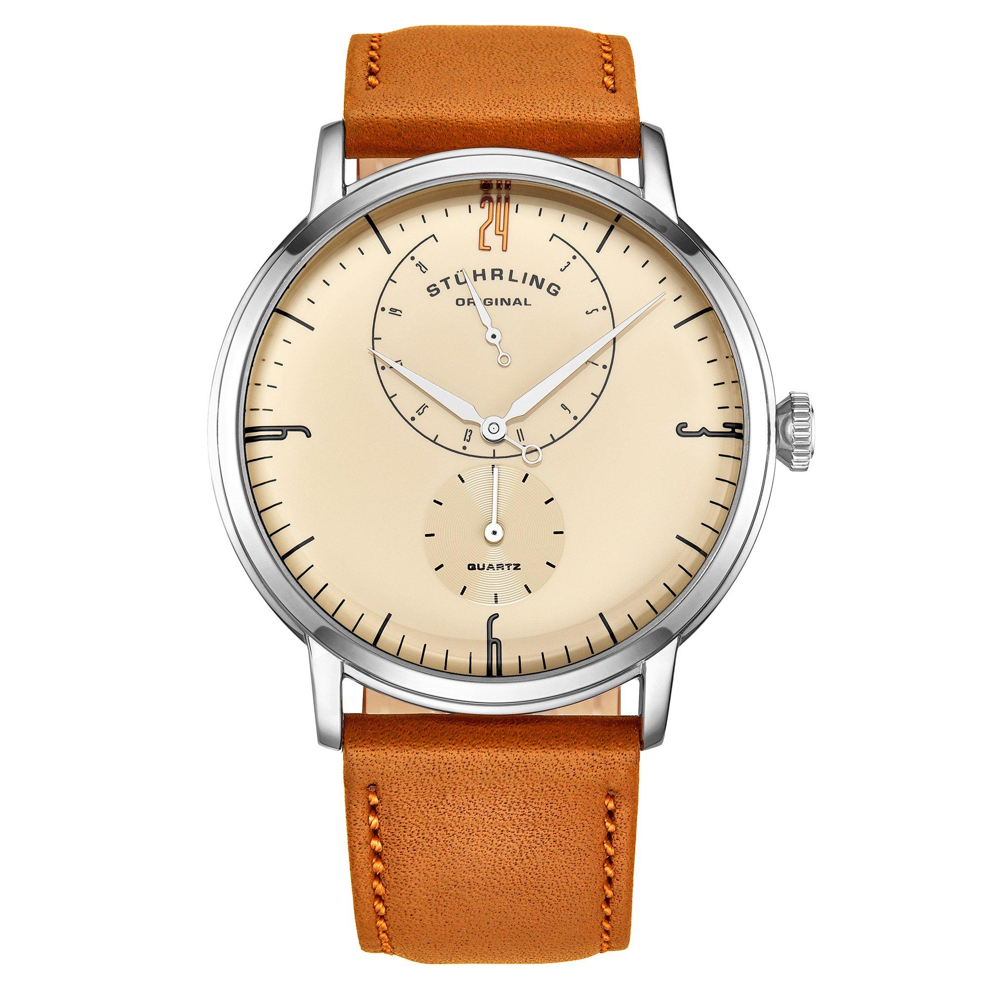 Cabaletta 3969 Dress Watch Quartz 42mm With 24 Hour Sub-Dial Leather strap