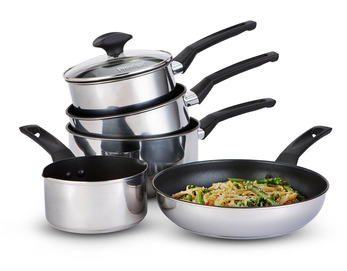 Pots Pans Cookware Set in Stainless Steel with Milk Pan Non