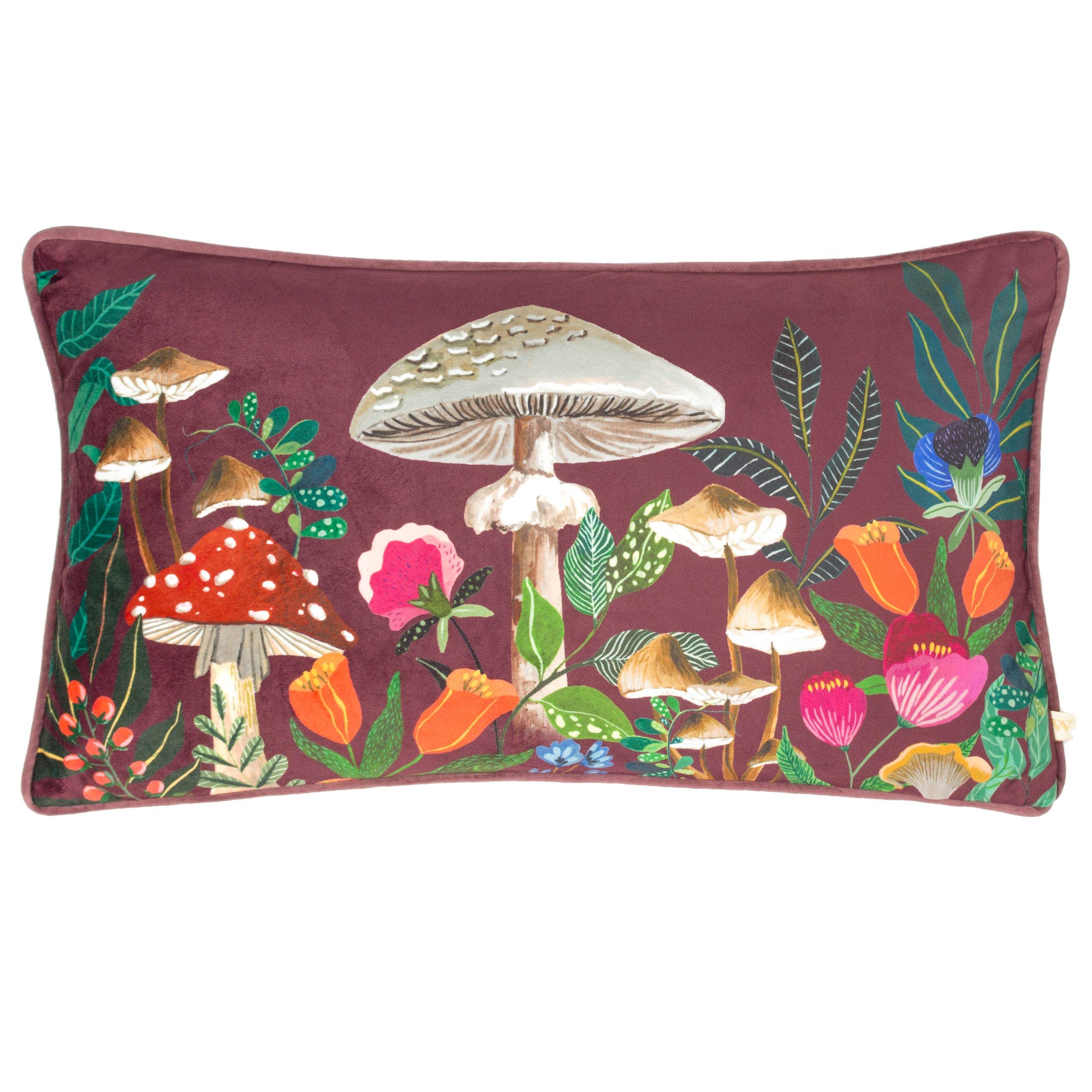 Soft Furnishings Wild Garden Mushroom Abstract Velvet Cushion