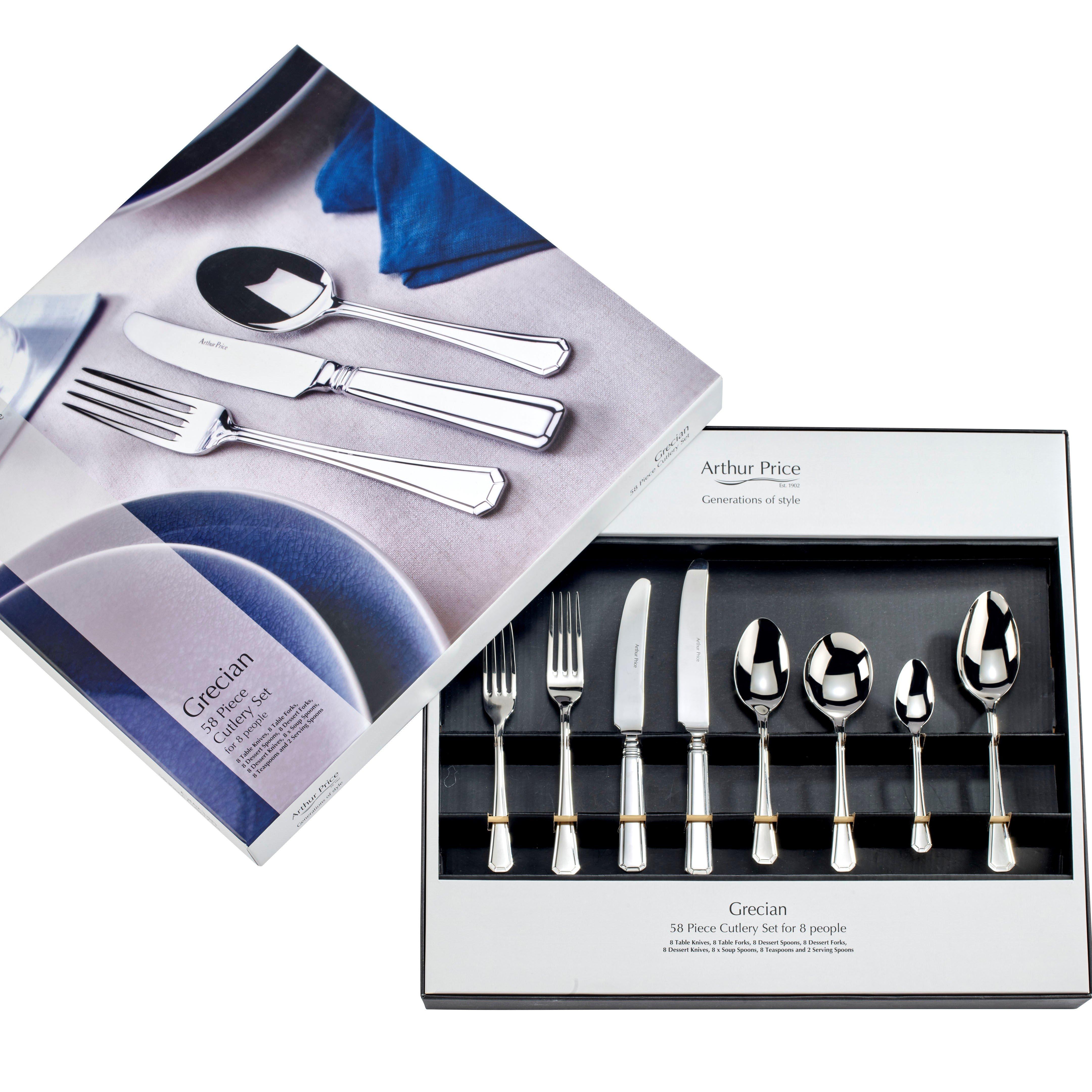 Cutlery Grecian Stainless Steel 58 Piece 8 Person Boxed