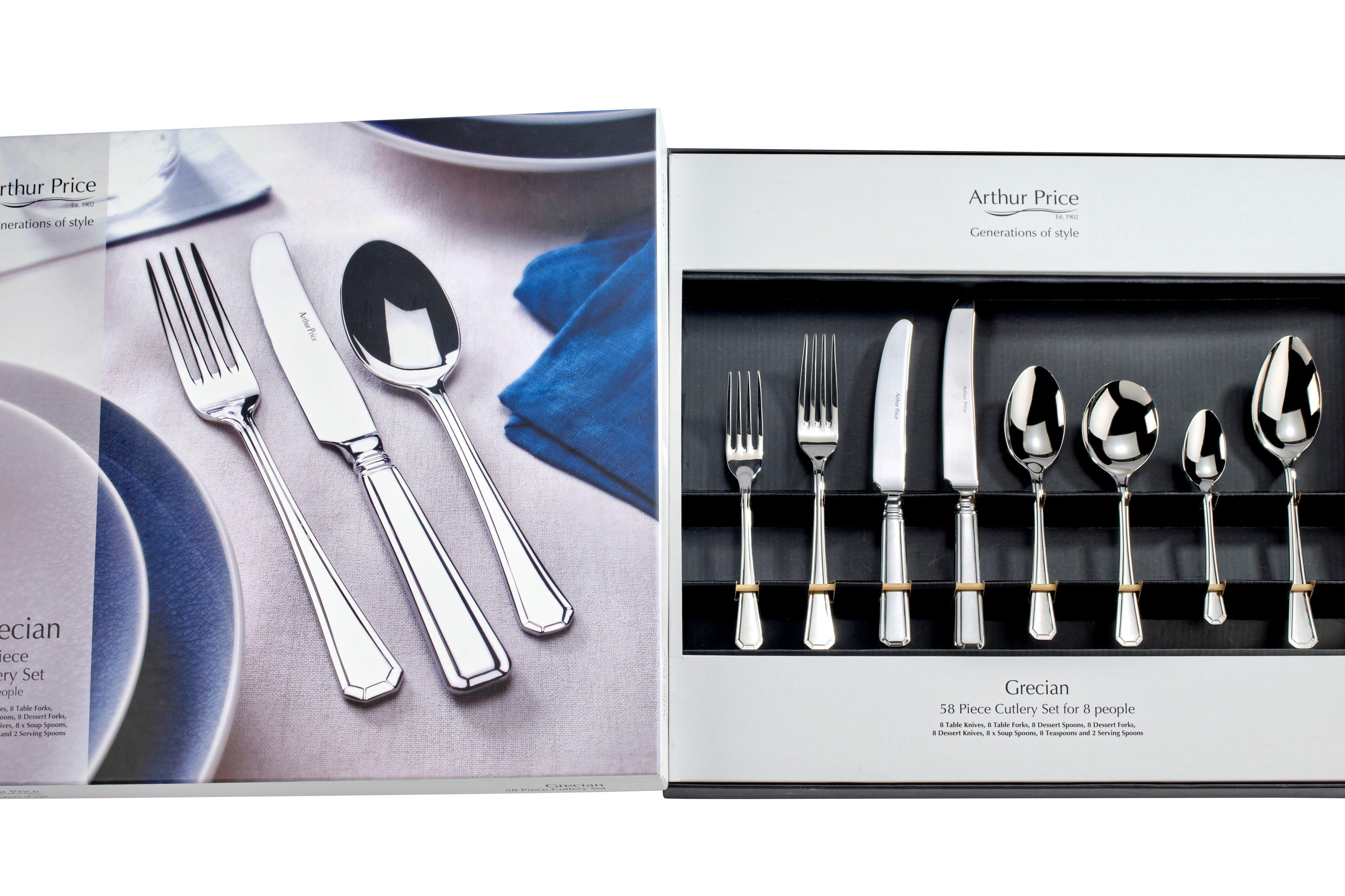 Cutlery Grecian Stainless Steel 58 Piece 8 Person Boxed