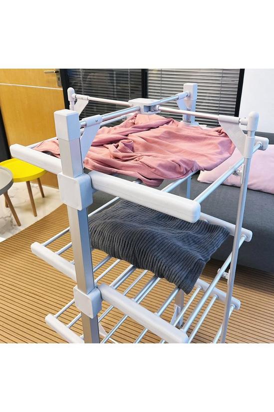 Schallen Mini 3 Tier 24 Heating Bars Foldable Airer Indoor Fast Dry Washing Electric Clothes Dryer Rack with Cover 6