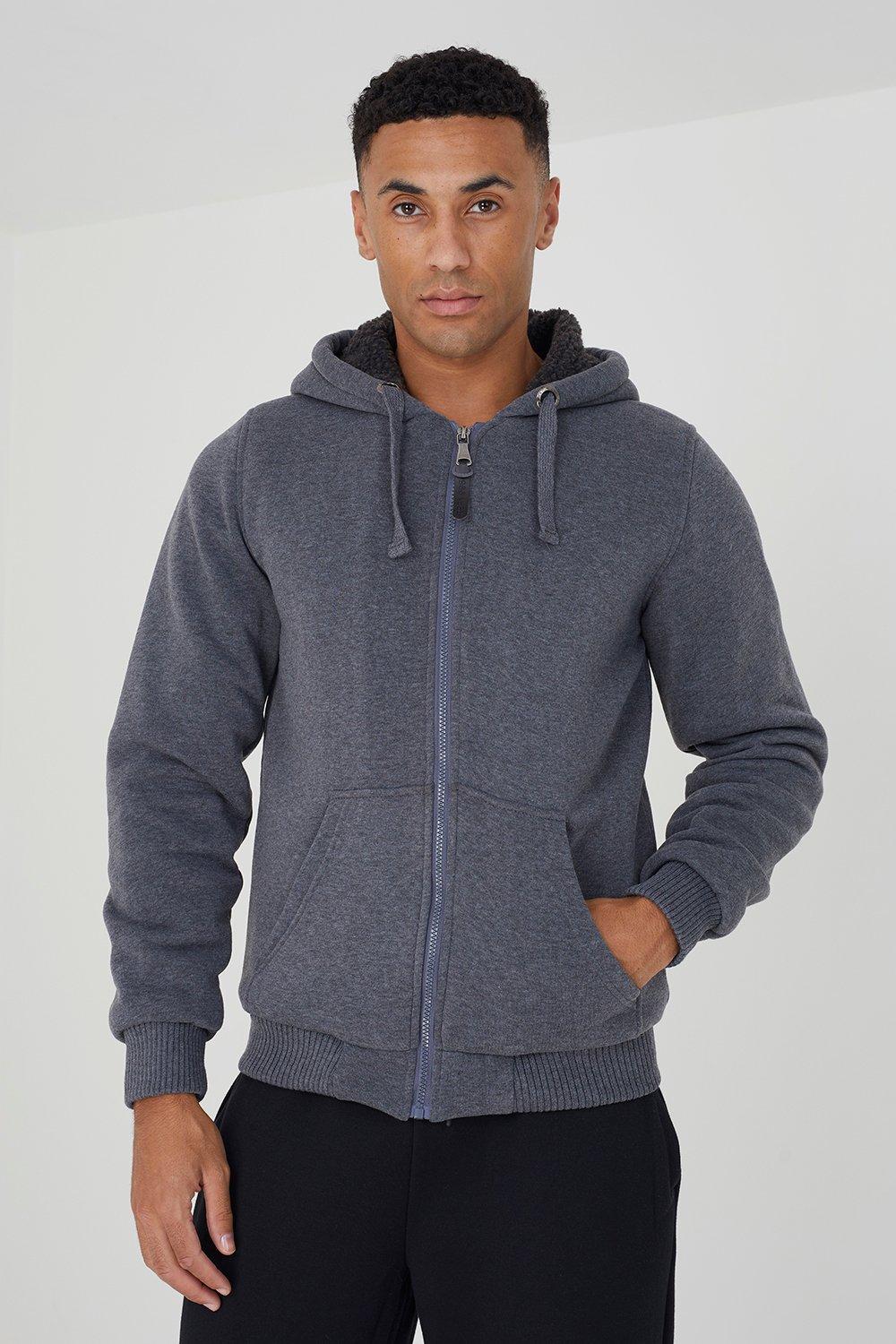 Hoodies And Sweatshirts Zone Borg Lined Zip Through Hoodie Brave Soul