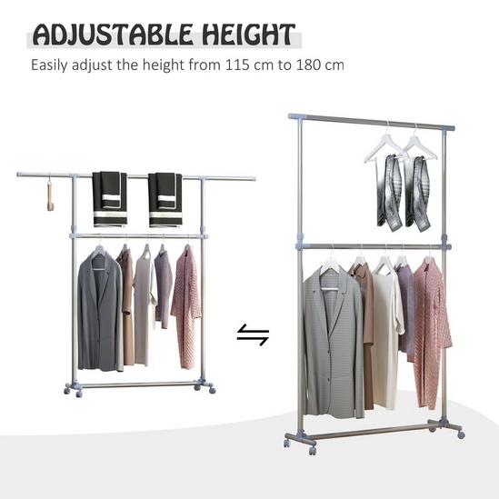 HOMCOM Heavy Duty Adjustable Clothes Hanger Storage Clots Rail Garments Shelf 5