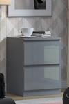 FWStyle Stora 2 Drawer High Gloss Grey Bedside Table Cabinet thumbnail 1