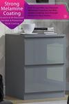 FWStyle Stora 2 Drawer High Gloss Grey Bedside Table Cabinet thumbnail 2