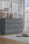 FWStyle Stora 6 Drawer High Gloss Grey Chest Of Drawers thumbnail 1