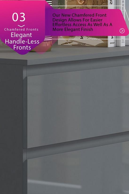 FWStyle Stora 6 Drawer High Gloss Grey Chest Of Drawers 4
