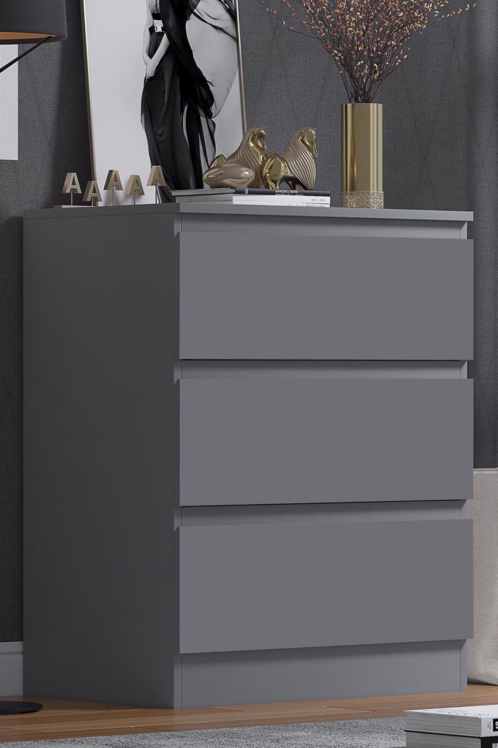 Chest of Drawers | 3 Drawer Chest Of Drawers Painted Dark Matt Grey ...