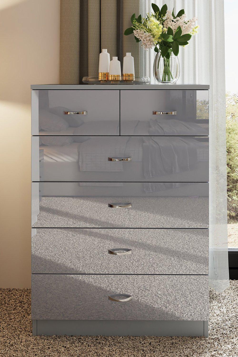 Chest of Drawers | Large 6 Drawer High Gloss Chest Of Drawers | FWStyle