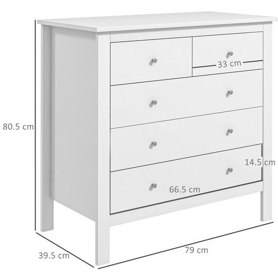 HOMCOM Chest of Drawers 5 Drawer Dresser for Bedroom Storage Cabinet 4