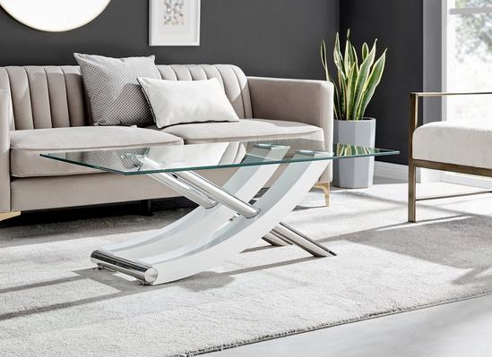 FurnitureboxUK Mayfair Rectangular Glass Top Coffee Table with Shiny Stainless Curved X Shaped Legs 6