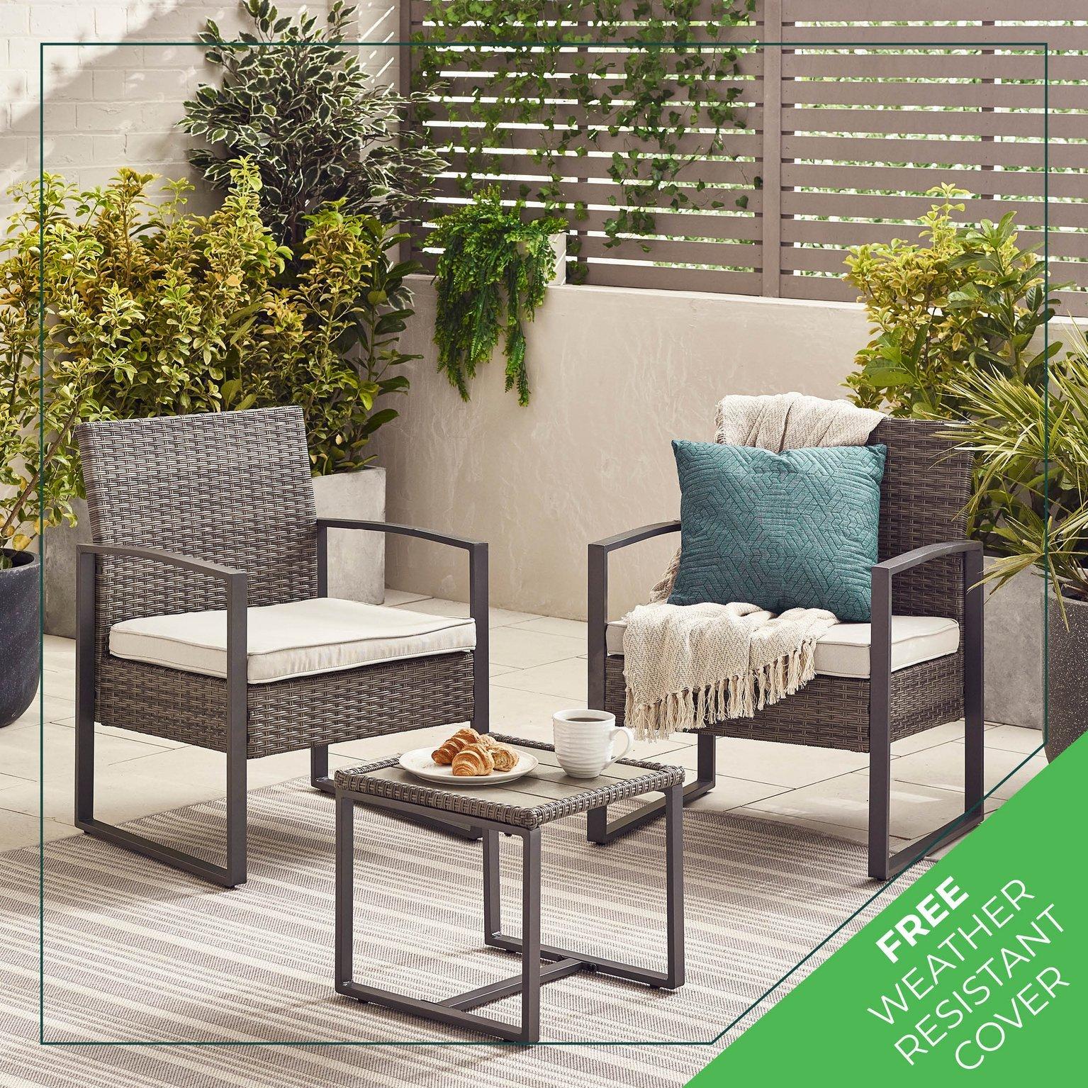 Garden Furniture Algarve Grey PE Rattan 2 Seat Outdoor Garden