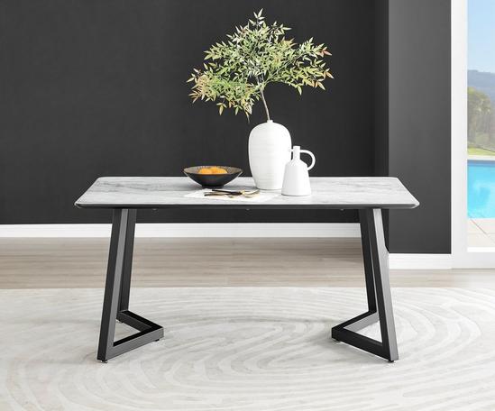 FurnitureboxUK Carson White Marble Effect Dining Table & 6 Milan Black Leg Chairs 2