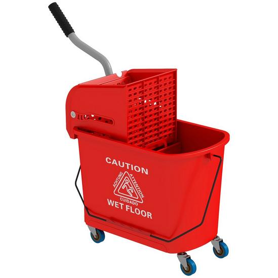 HOMCOM Mop Bucket and Wringer System on Wheels Separate Dirty 1