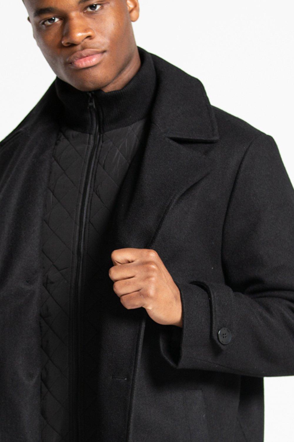 Burton menswear pea coat in faux wool hot sale in black