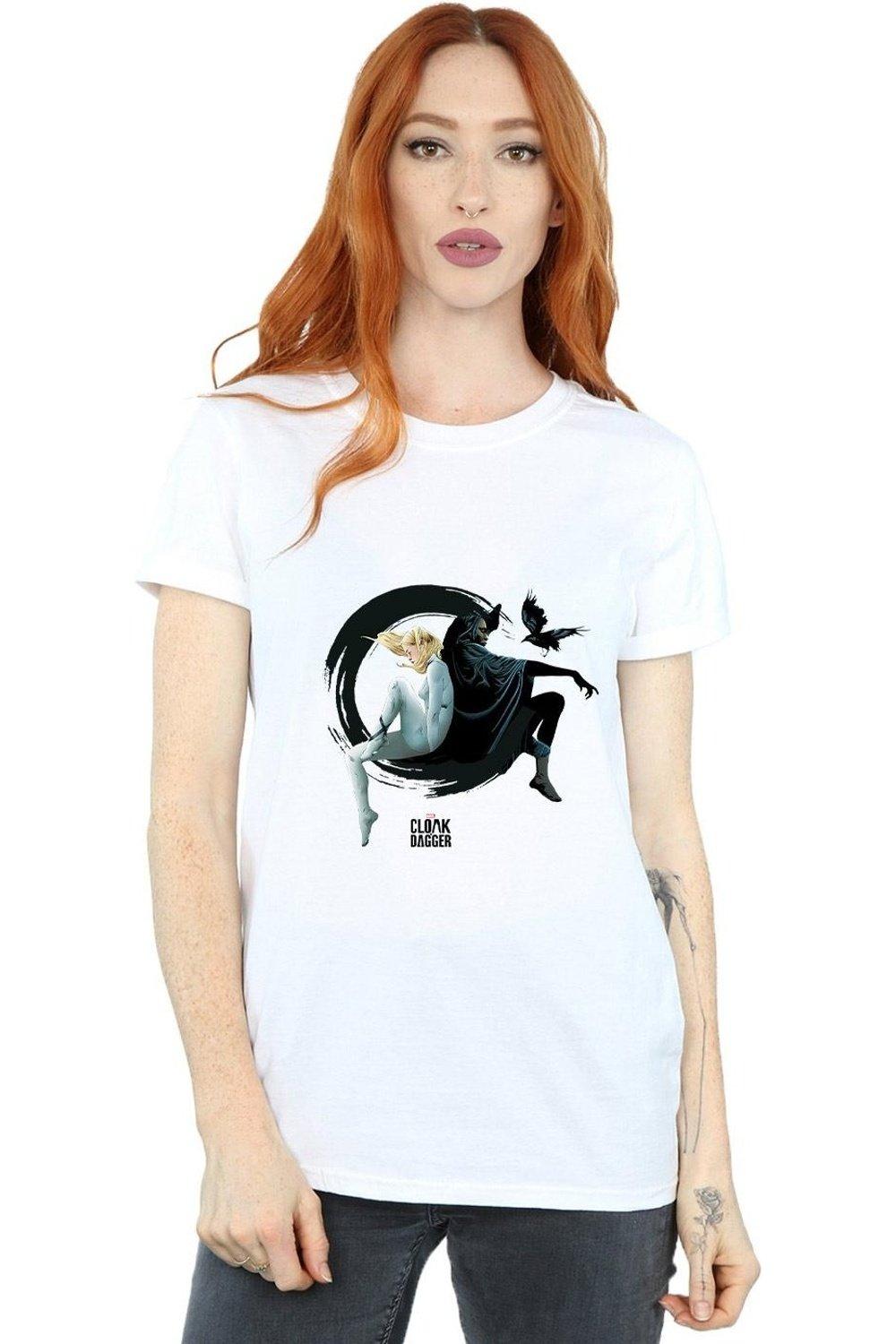 T-Shirts | Cloak And Dagger Ink Circle Cotton Boyfriend T-Shirt | Marvel