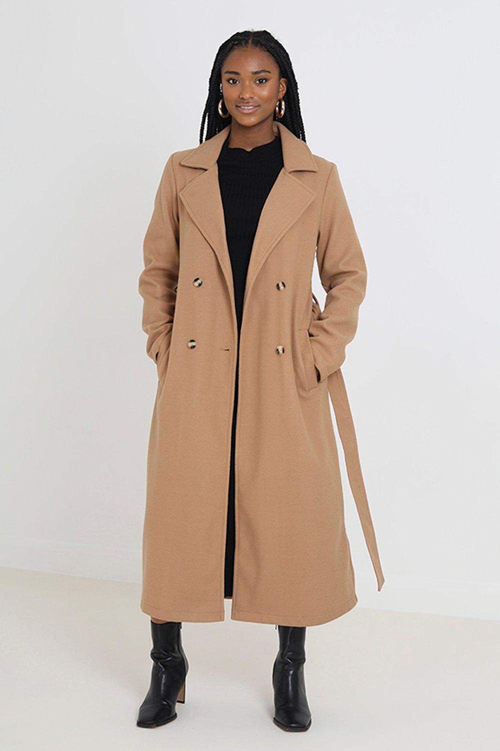 Jackets & Coats | 'Virgo' Maxi Double Breasted Faux Wool Coat | Brave Soul