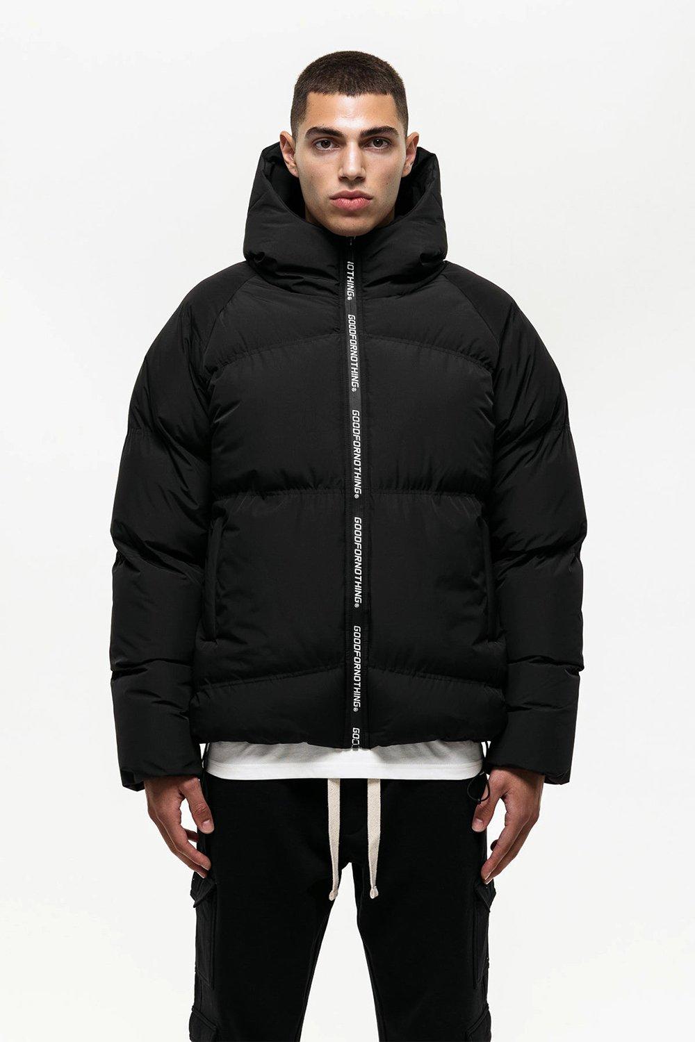 Zipped puffer jacket discount with a funnel collar