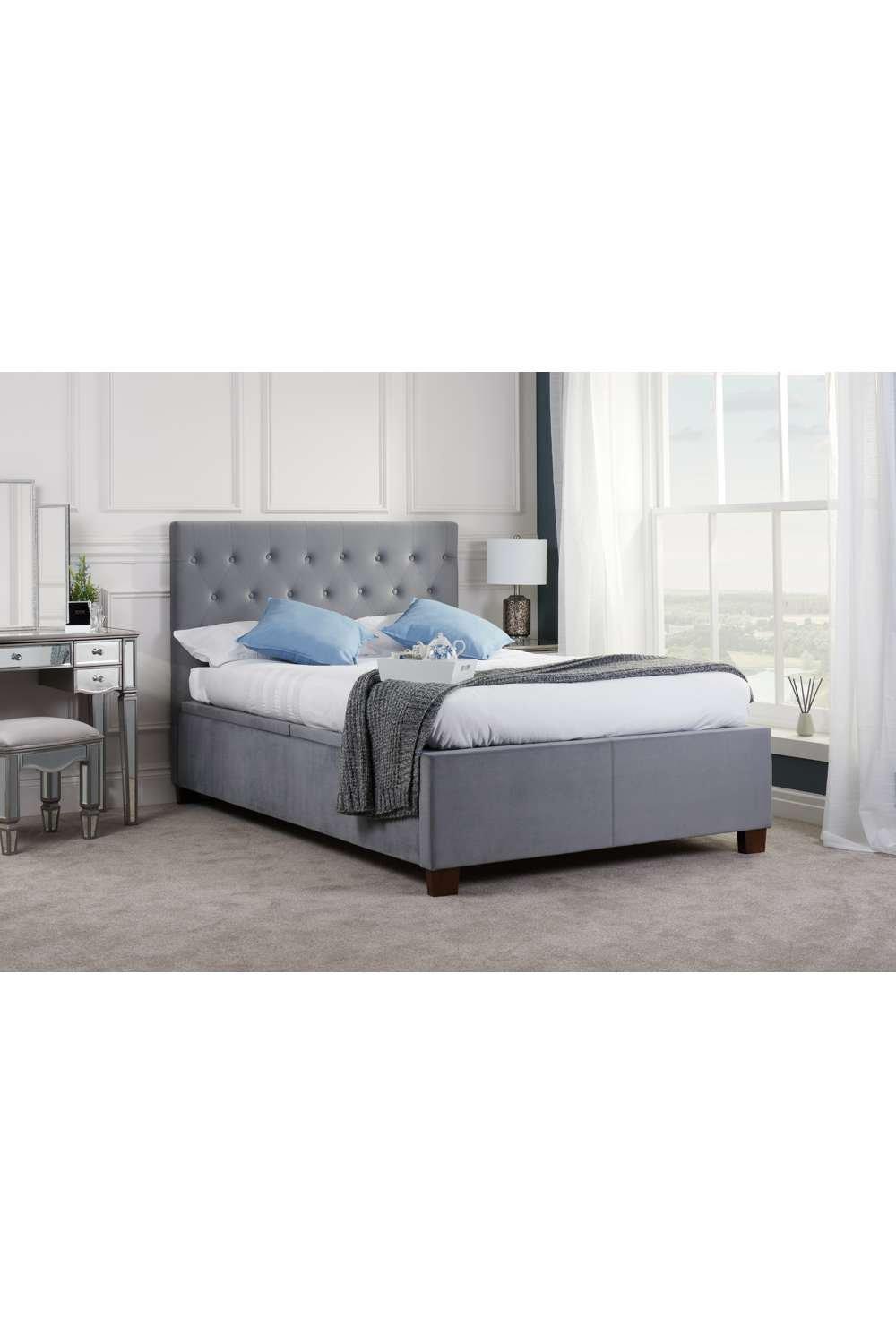 Beds | Grey Fabric Ottoman Bed Frame Storage Birlea Cologne Velvet | Birlea