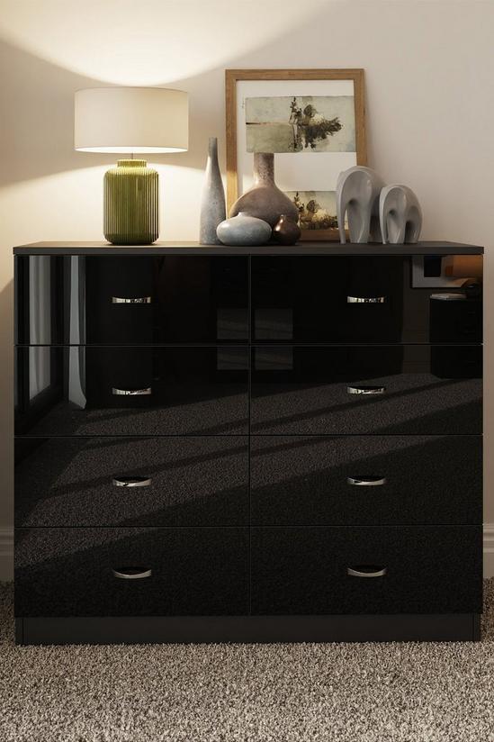 FWStyle High Gloss Black 8 Drawer Chest Of Drawers 2