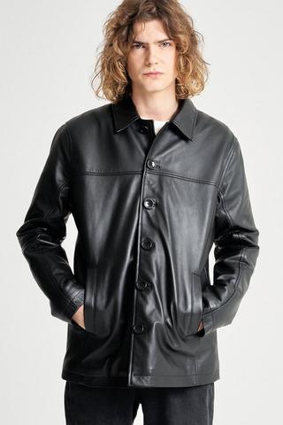 KingSize Men's Big & Tall Embossed Leather Jacket - Tall - 6XL, Black