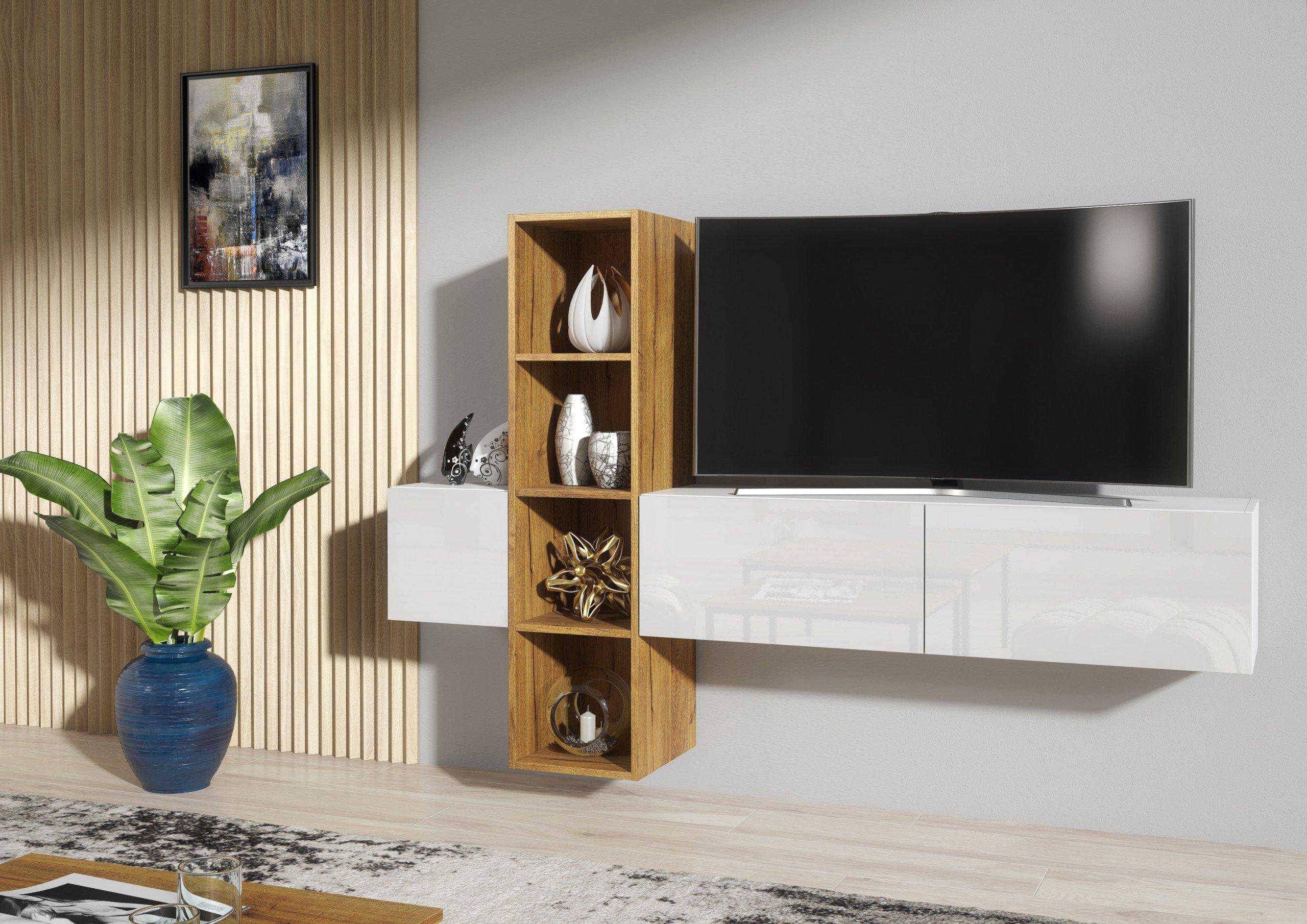 Shelves Bookcases TV Unit 180 cm Modern Wall TV Stand Living