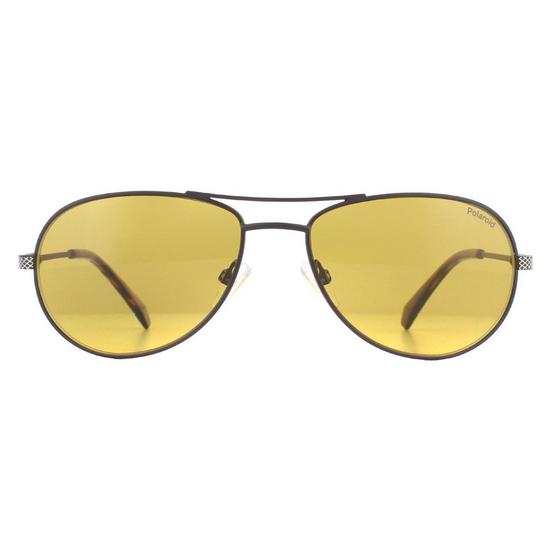 Polaroid Aviator Matte Brown Yellow Polarized Sunglasses 1