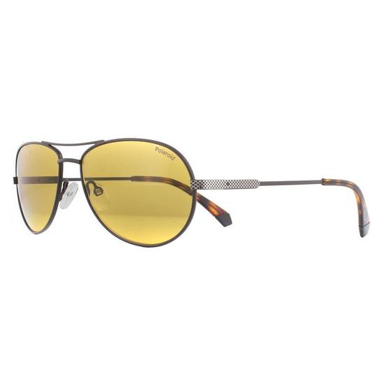 Polaroid Aviator Matte Brown Yellow Polarized Sunglasses 2