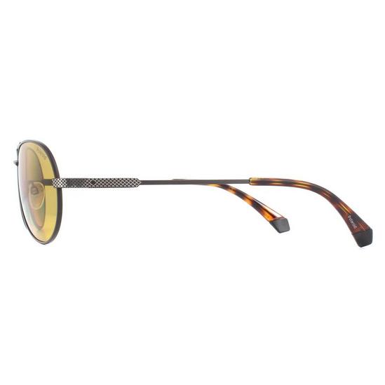 Polaroid Aviator Matte Brown Yellow Polarized Sunglasses 3