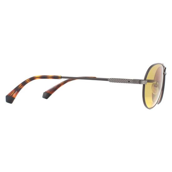Polaroid Aviator Matte Brown Yellow Polarized Sunglasses 4