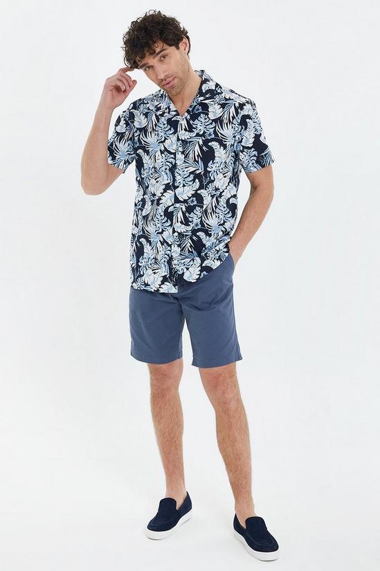 Threadbare 'Romeo' Short Sleeve Tropical Print Revere Collar Cotton Shirt 3