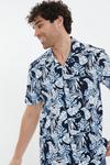 Threadbare 'Romeo' Short Sleeve Tropical Print Revere Collar Cotton Shirt thumbnail 4
