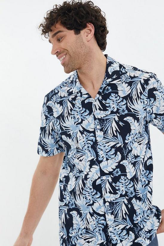 Threadbare 'Romeo' Short Sleeve Tropical Print Revere Collar Cotton Shirt 4