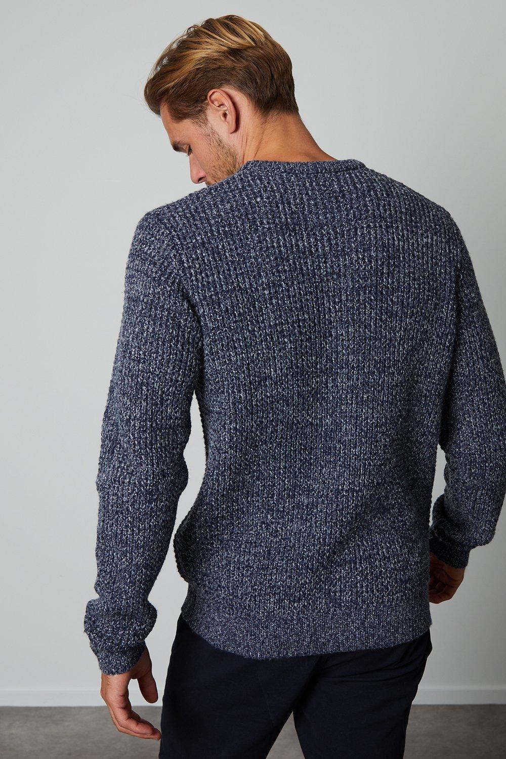 Waffle-knit Henley sweater, Le 31, Shop Men's Crew Neck Sweaters Online