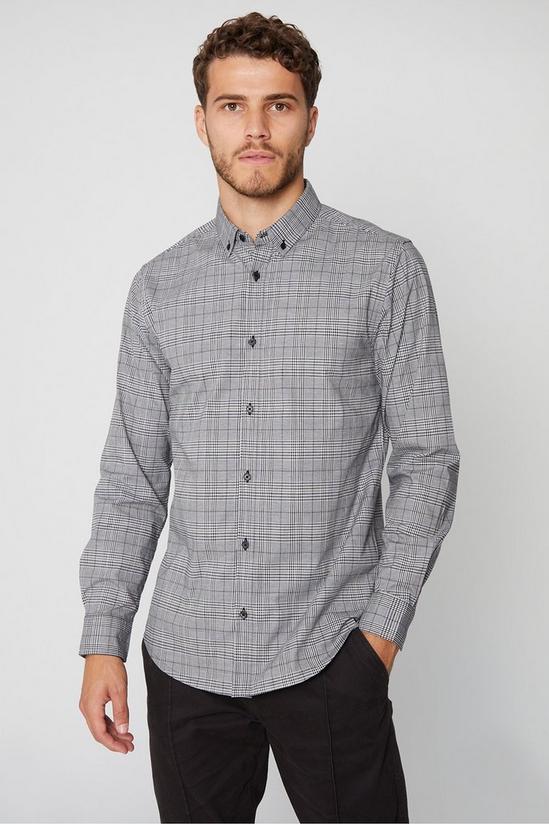 Shirts | 'Zedd' Cotton Long Sleeve Check Shirt With Stretch | Threadbare