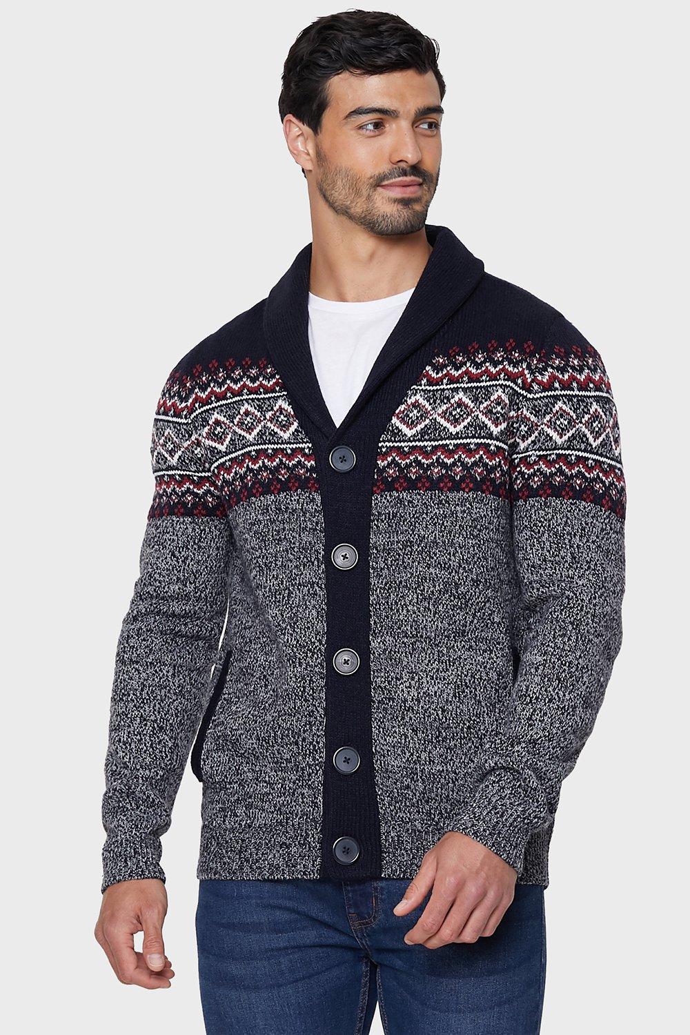 Fair isle shop shawl collar cardigan