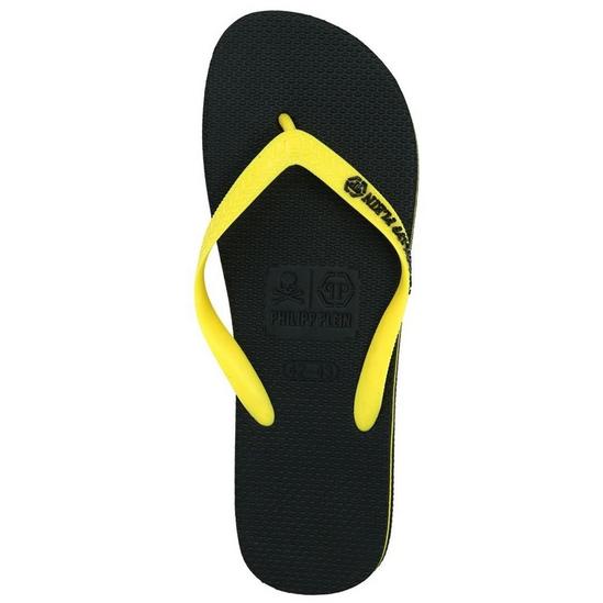 Philipp Plein Brand Logo Black Yellow Flip Flops 3