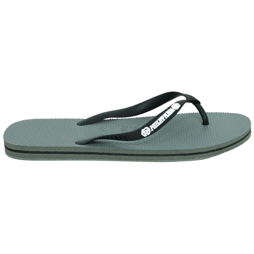 Sandals Brand Logo Grey Flip Flops Philipp Plein