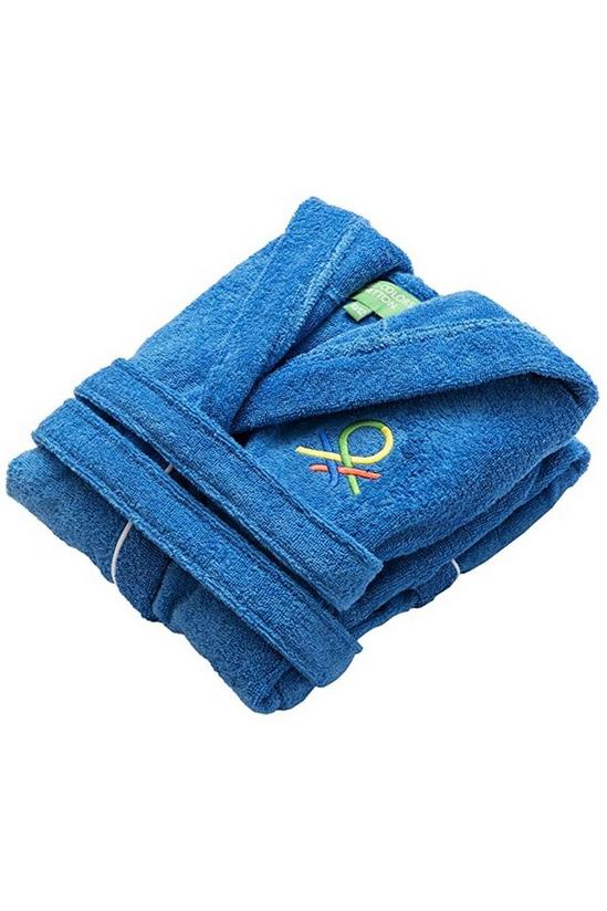 United Colors of Benetton United Colors 100% Cotton Kids Bathrobe with Hoodie 10-12 Years Old Blue 3