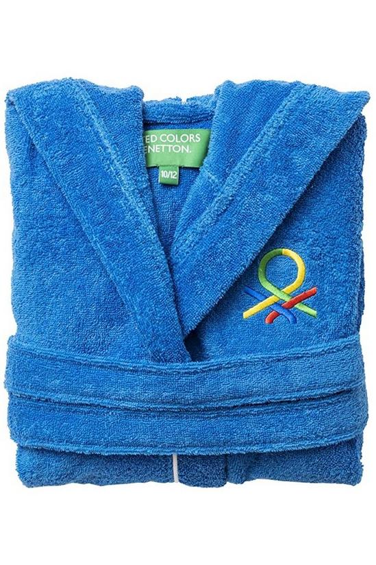 United Colors of Benetton United Colors 100% Cotton Kids Bathrobe with Hoodie 10-12 Years Old Blue 4