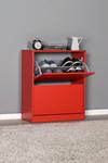 FWStyle Two Tier Shoe Storage Cabinet Red Finish thumbnail 2