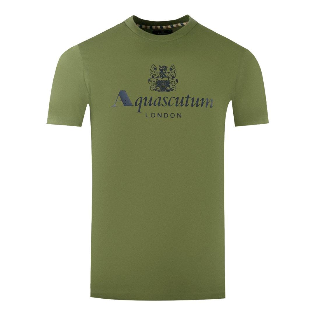 T-Shirts | London Aldis Brand Logo Army Green T-Shirt | Aquascutum